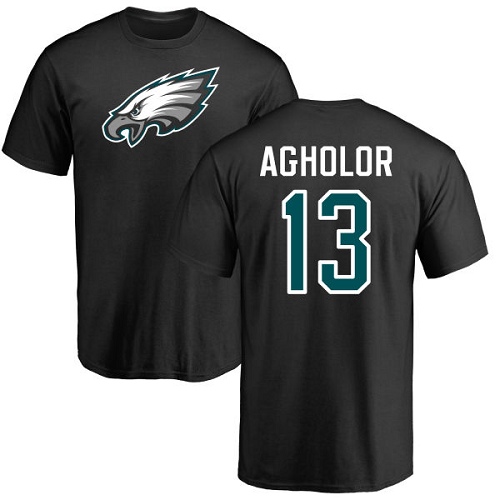 Men Philadelphia Eagles #13 Nelson Agholor Black Name and Number Logo NFL T Shirt